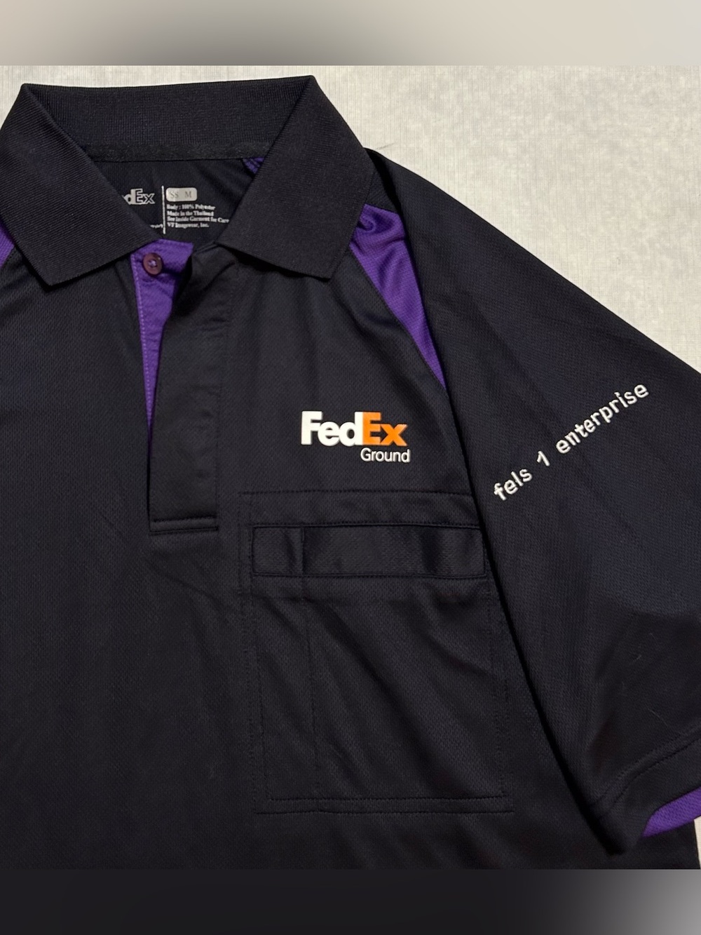 FedEx Ground Fels 1 Enterprise Delivery Short Sleeve Polo Employee Uniform Men M